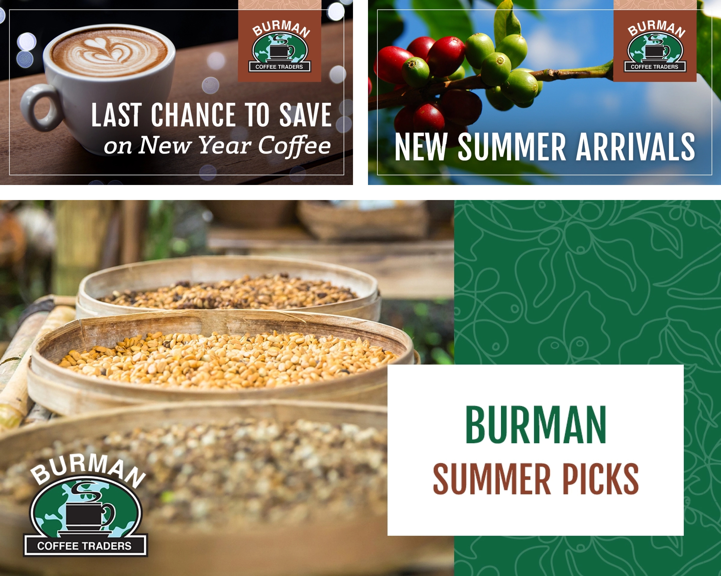 collage of digital images featuring Burman Coffee Traders