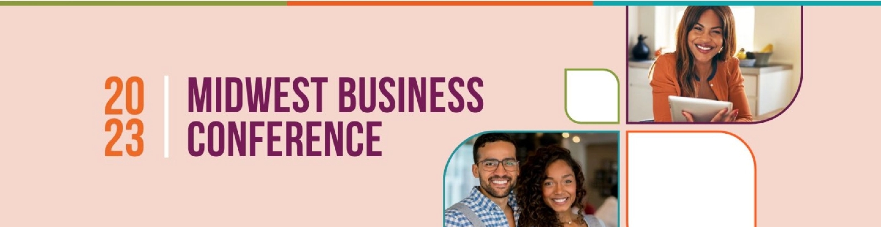 WBDC Midwest Business Conference landing page banner features a dynamic design from WBDC's branding